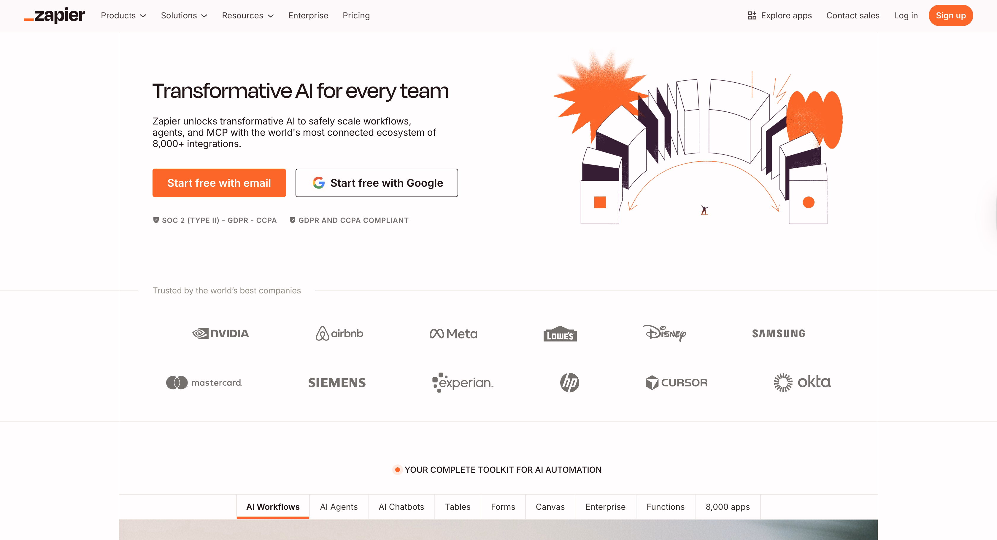 Zapier homepage example