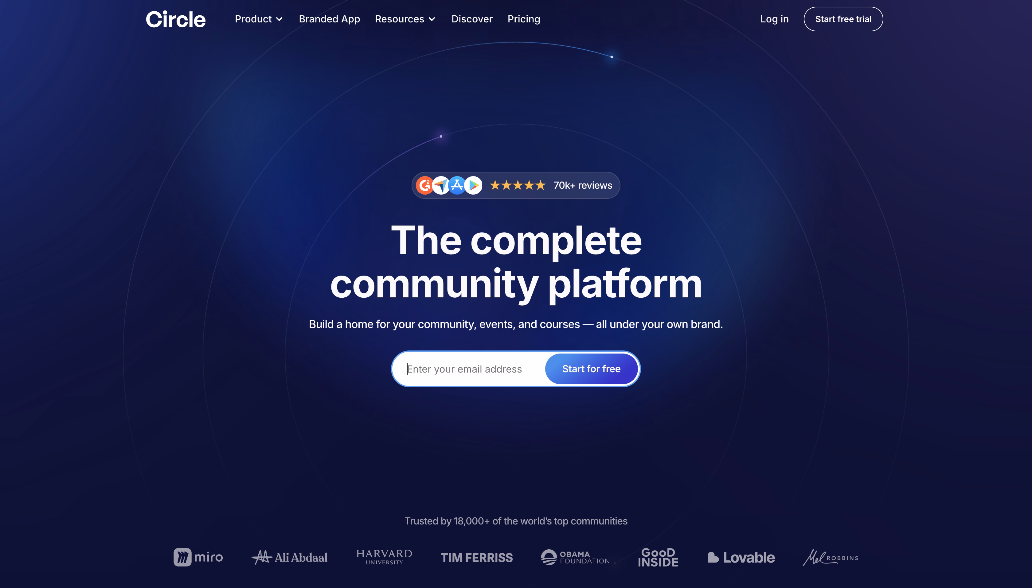 Circle homepage example