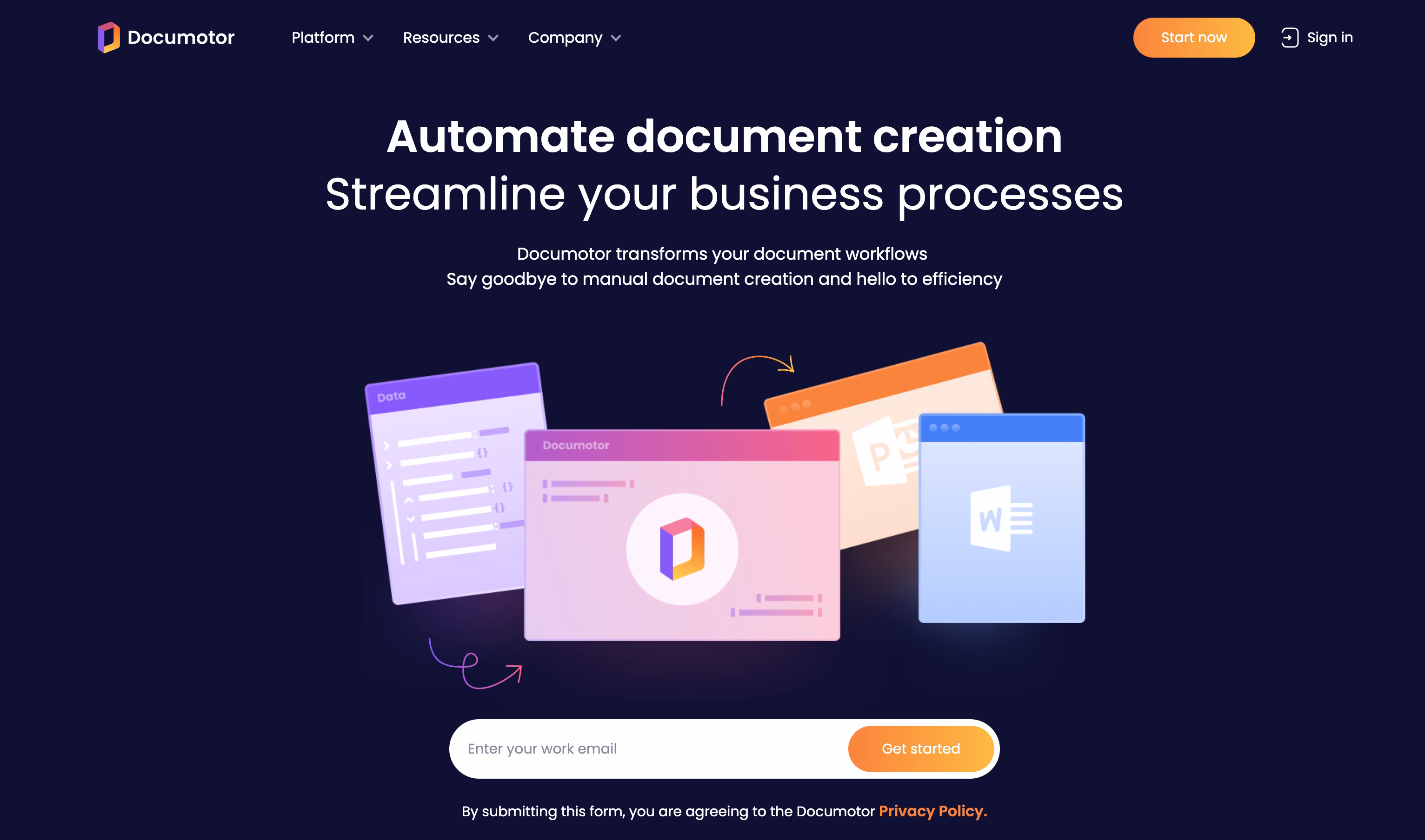 Documotor SaaS homepage example