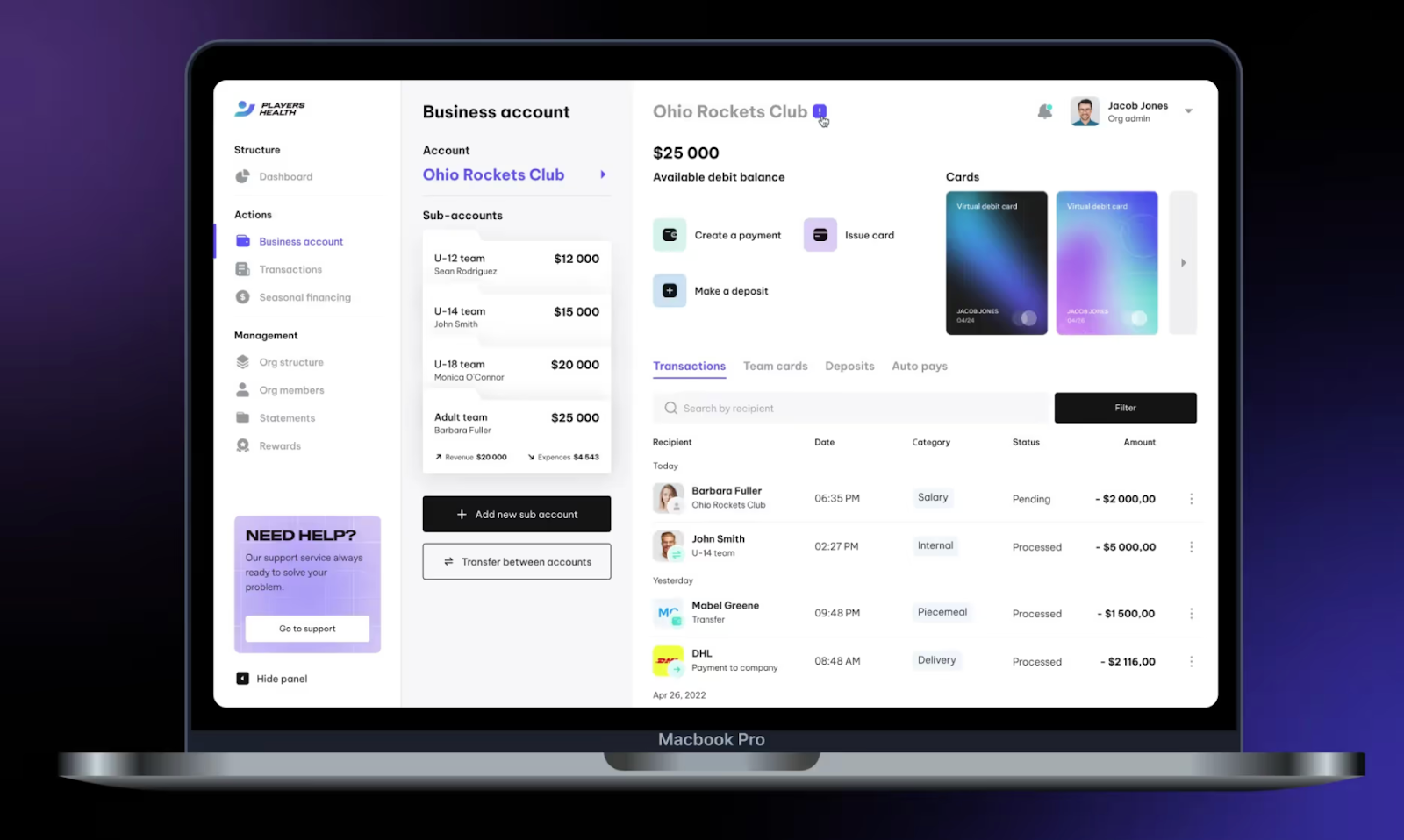 UI/UX design for a finance and insurance platform, Players Health | Arounda case