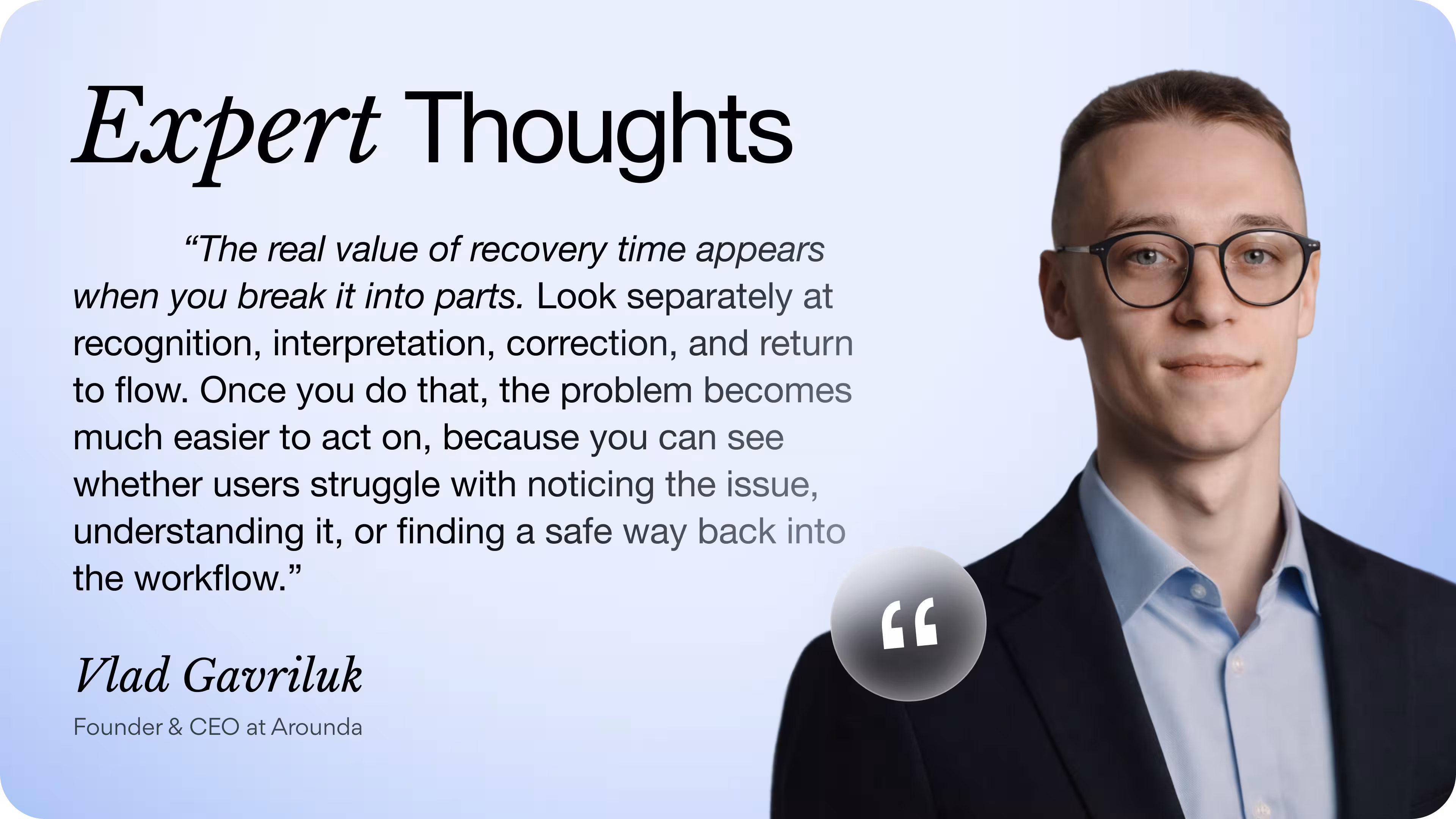 The expert thought about product recovery time | Vlad Gavriluk, Founder & CEO at Arounda