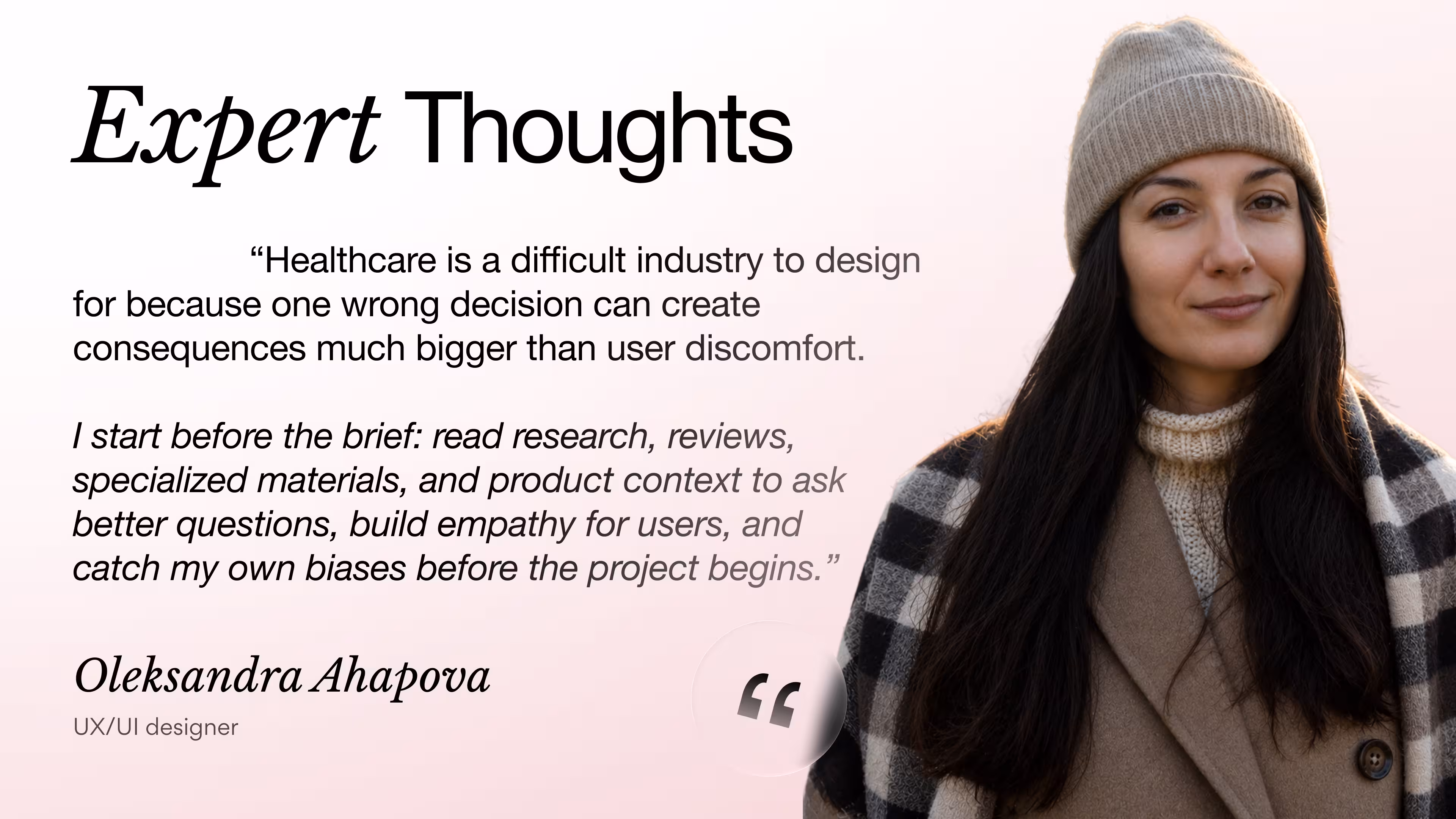Oleksandra Ahapova’s expert thoughts