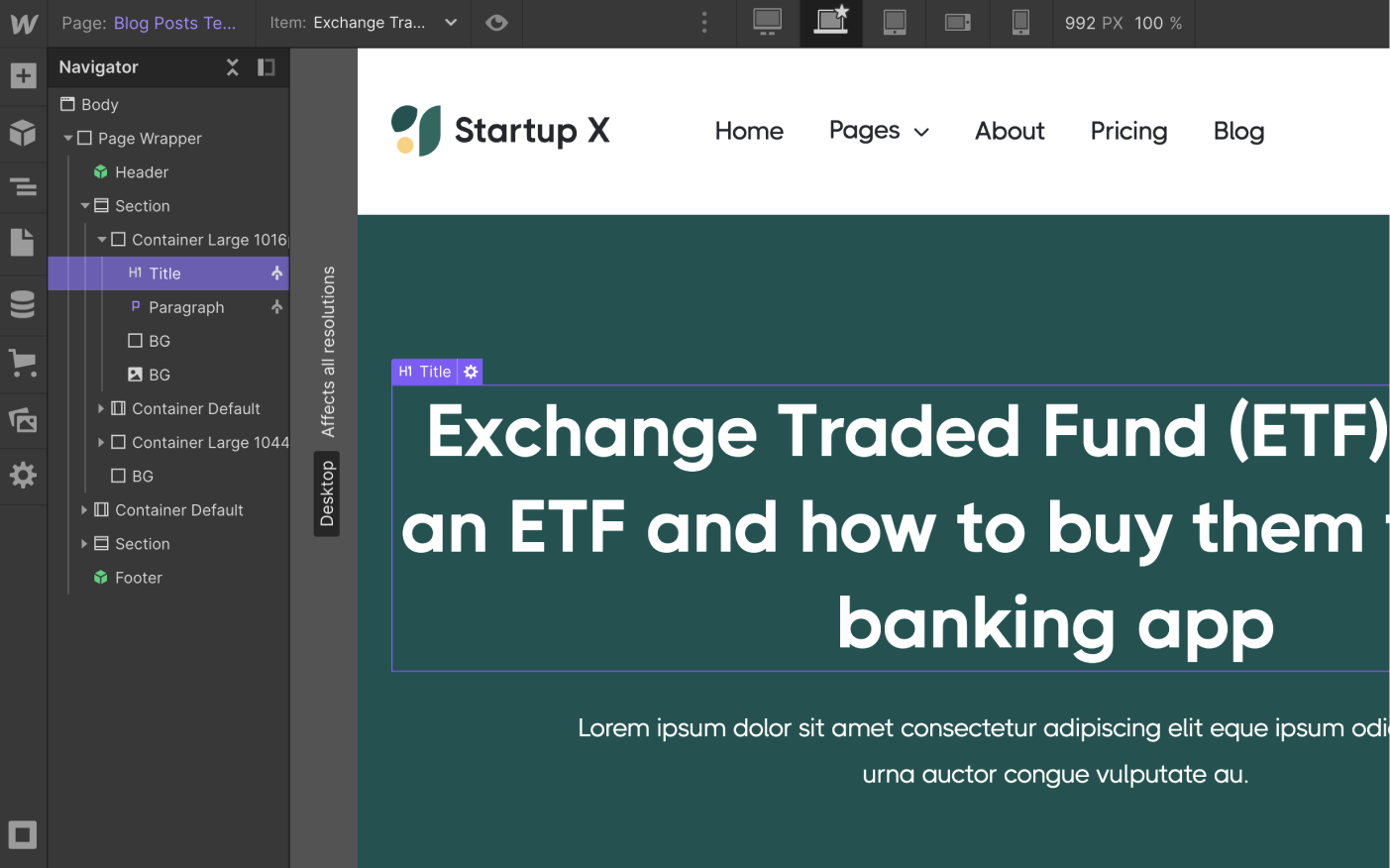 CMS Page - Startup X Webflow Template
