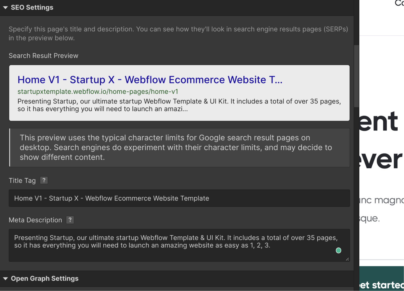 SEO - Startup X Webflow Template