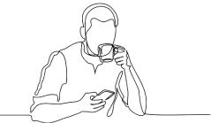 silhouette of person drinking coffee