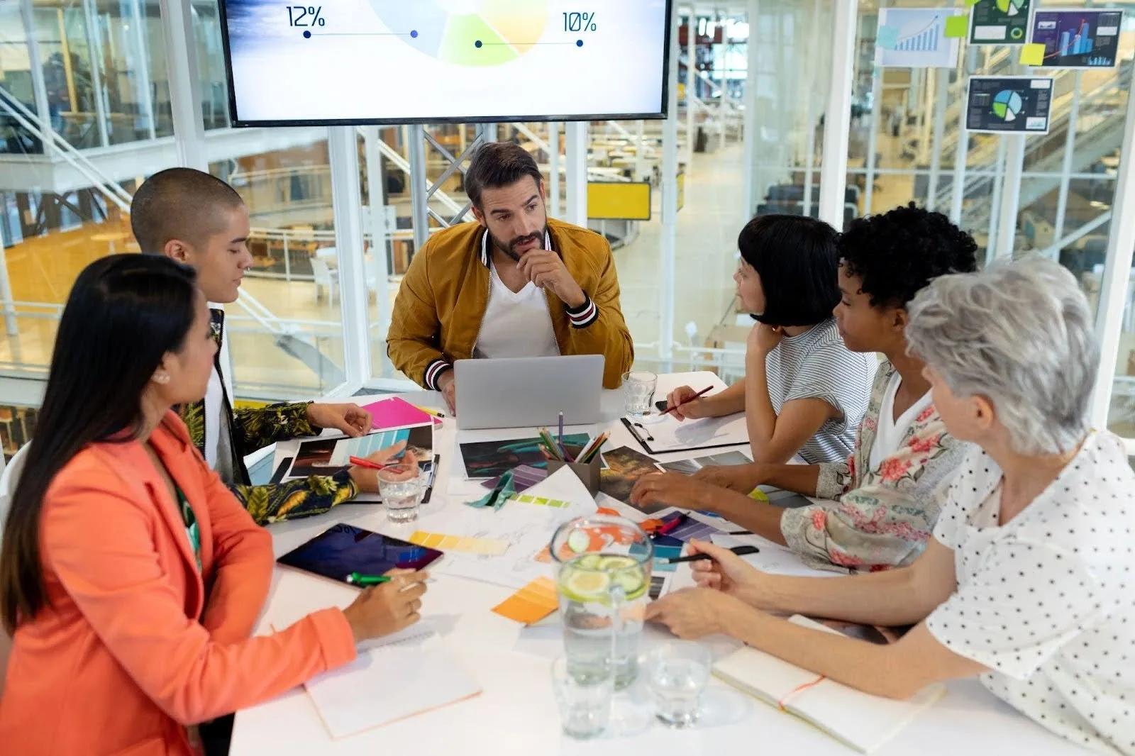 professionals discussing the company's resource management plan