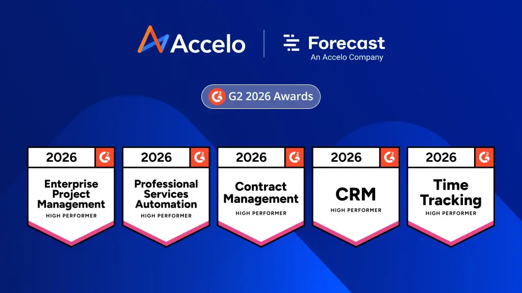 Accelo and Forecast PSA Earn 21 Badges in G2 Winter 2026 Awards