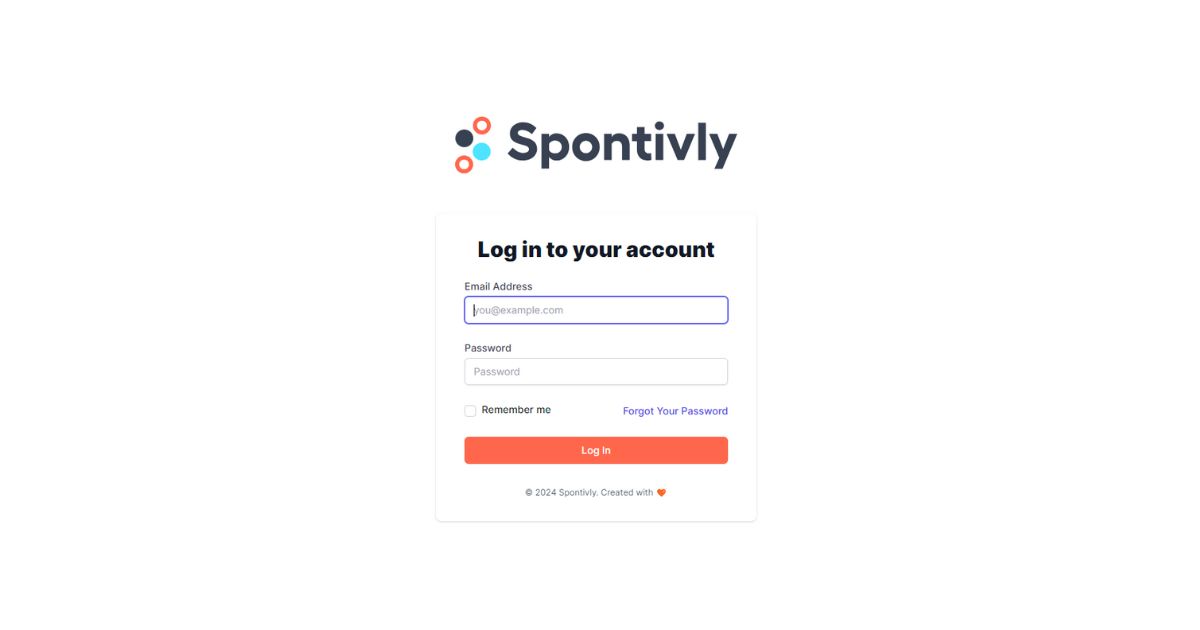 Spontivly login screen