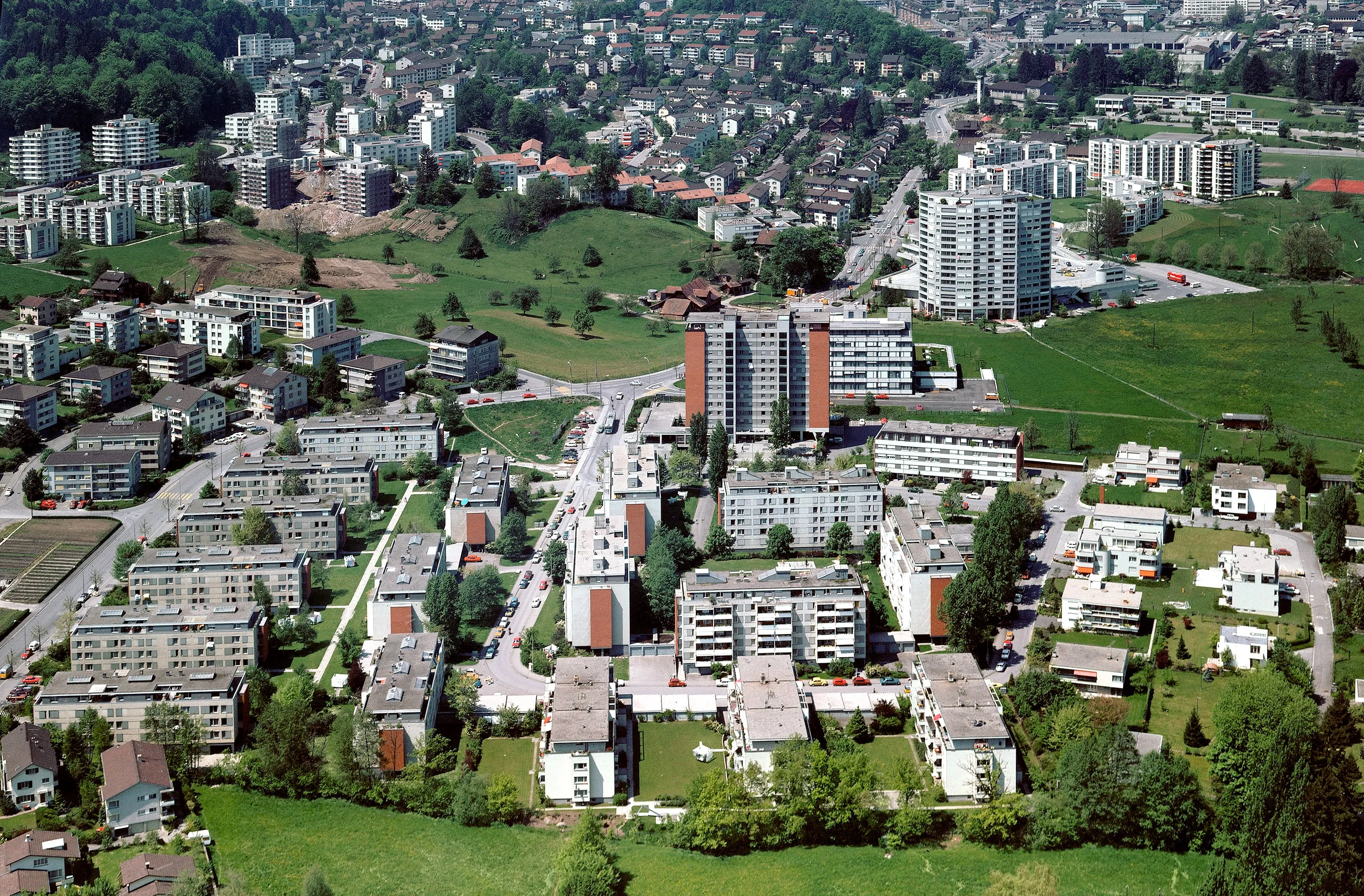 Aerial perspective Schönbühl 1976  I  ETH Archive