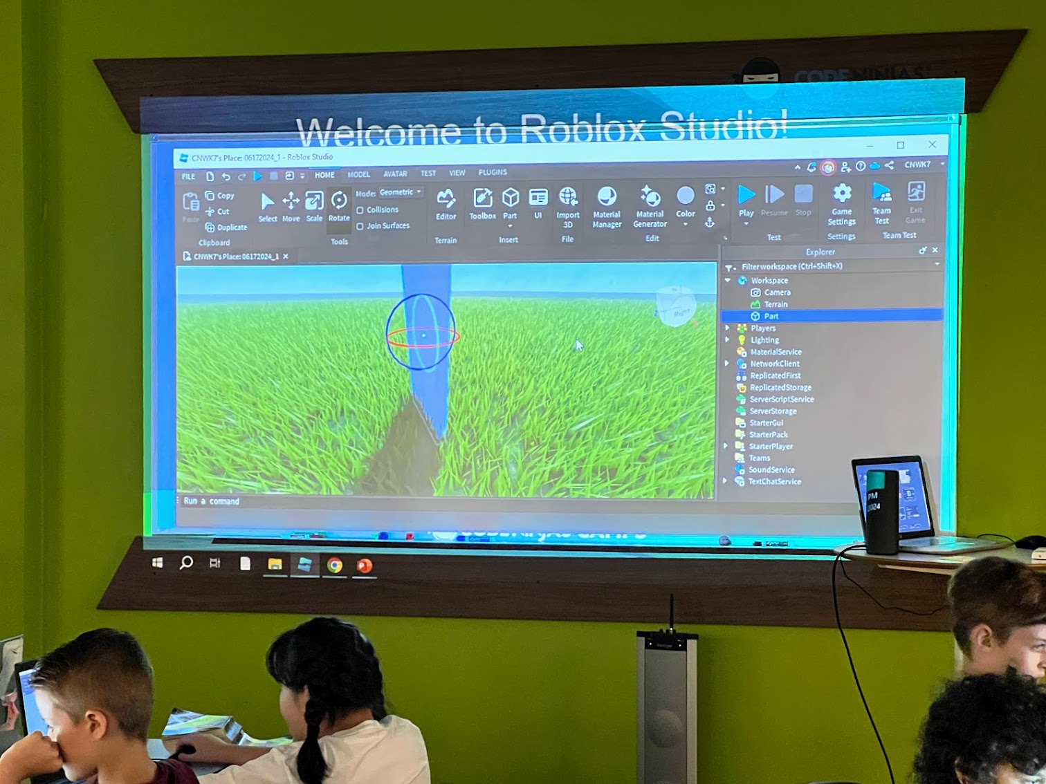 Campers coding a Minecraft world