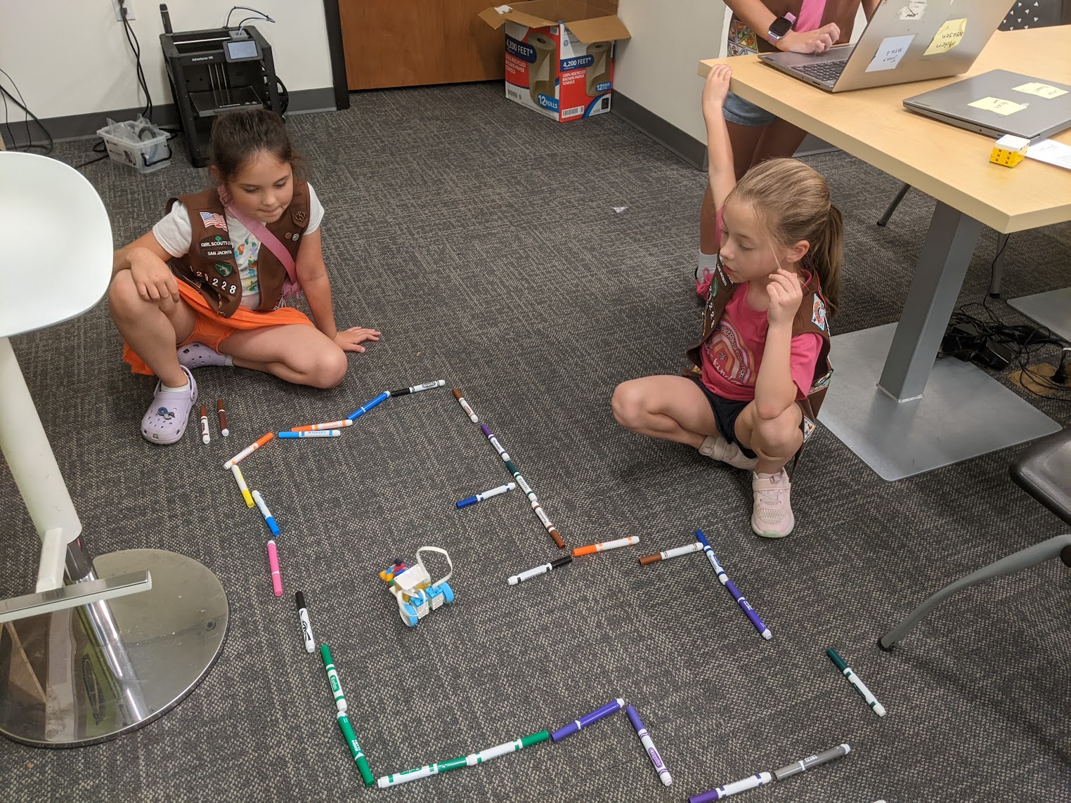 Scouts earning their tech badge at the dojo