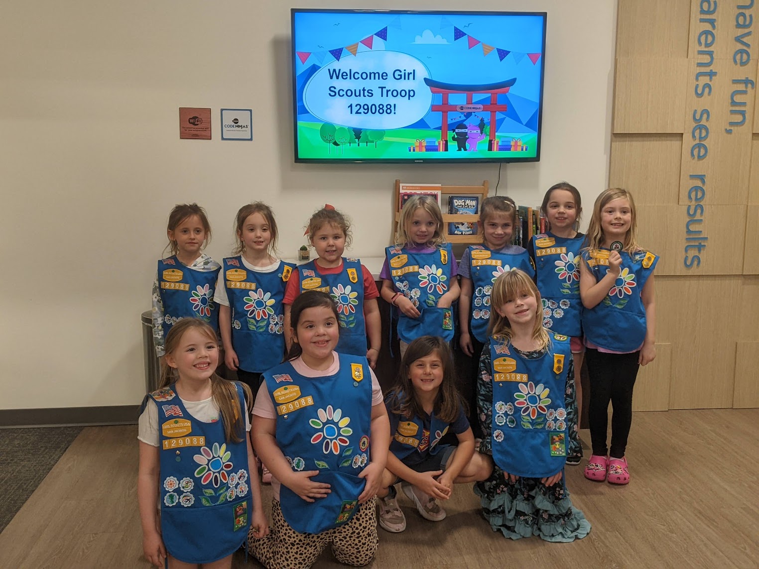 Scouts having fun with hands-on tech