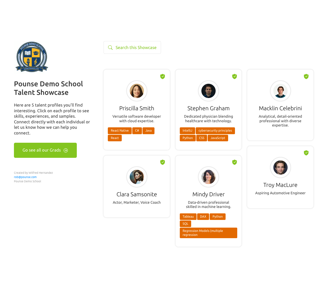 Pounse HUB showcases hireable talent..