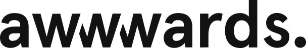 Awwwards logo text displayed in black on a dark background.