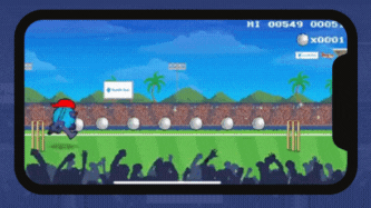 A mobile mini game where a character endlessly avoids obstacles and collects points.
