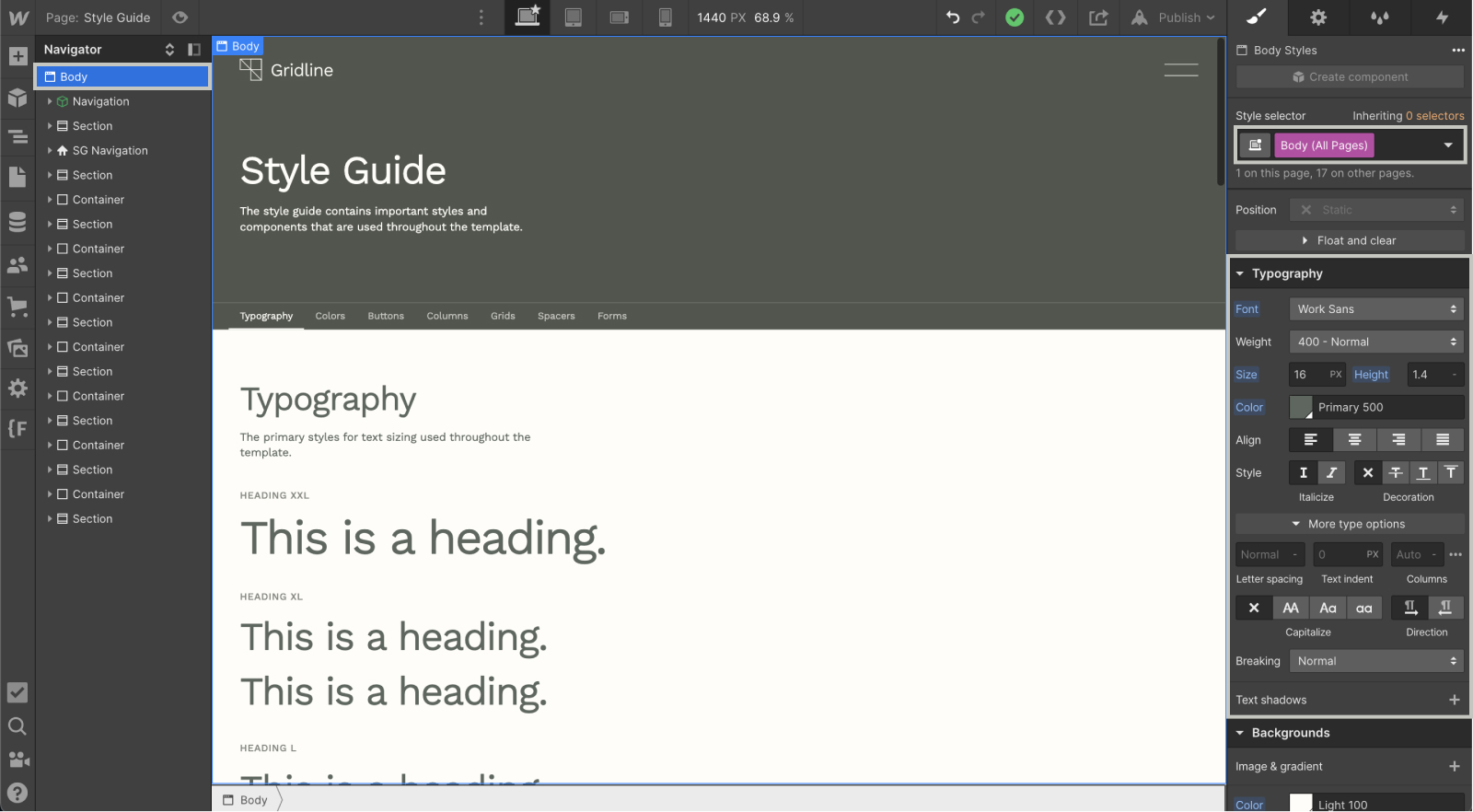 Screenshot of globally changing fonts