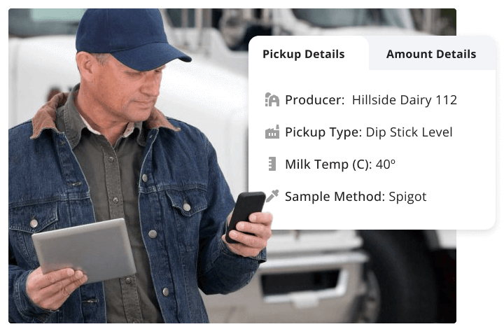 Milk Moovement platform overlaying a photo of a farmer