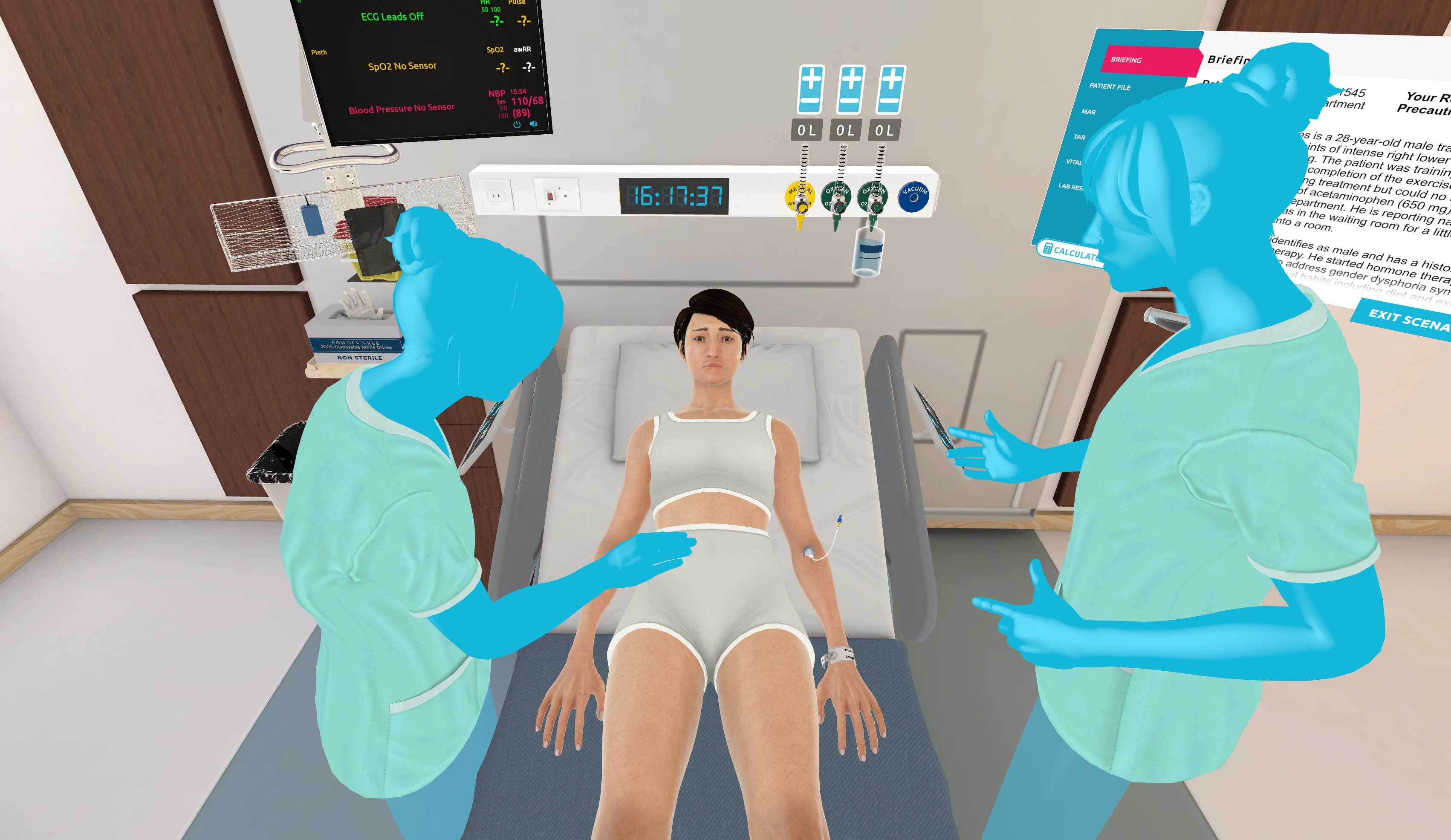 Acute abdominal pain trans patient in VR sim - students using therapeutic communication