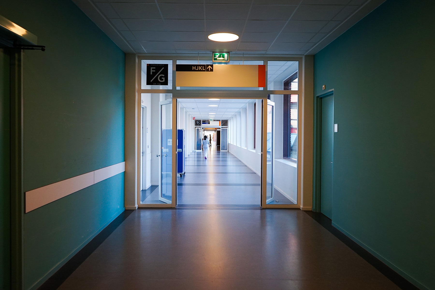 Empty hospital hallway