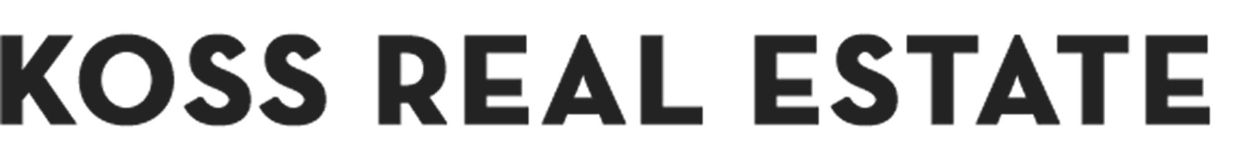 KOSS REAL ESTATE text logo in bold uppercase letters.