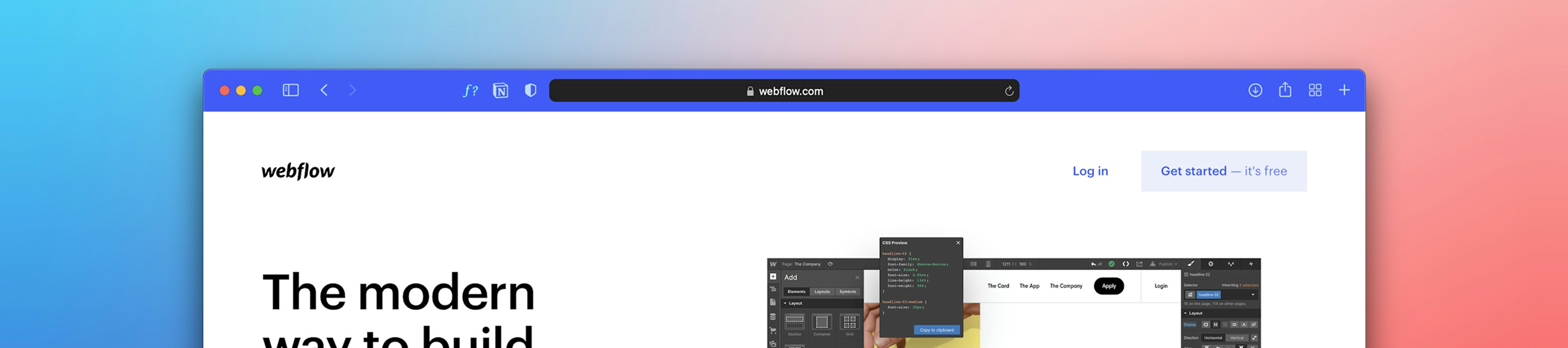 Interfejs Webflow do projektowania i wdrażania stron internetowych