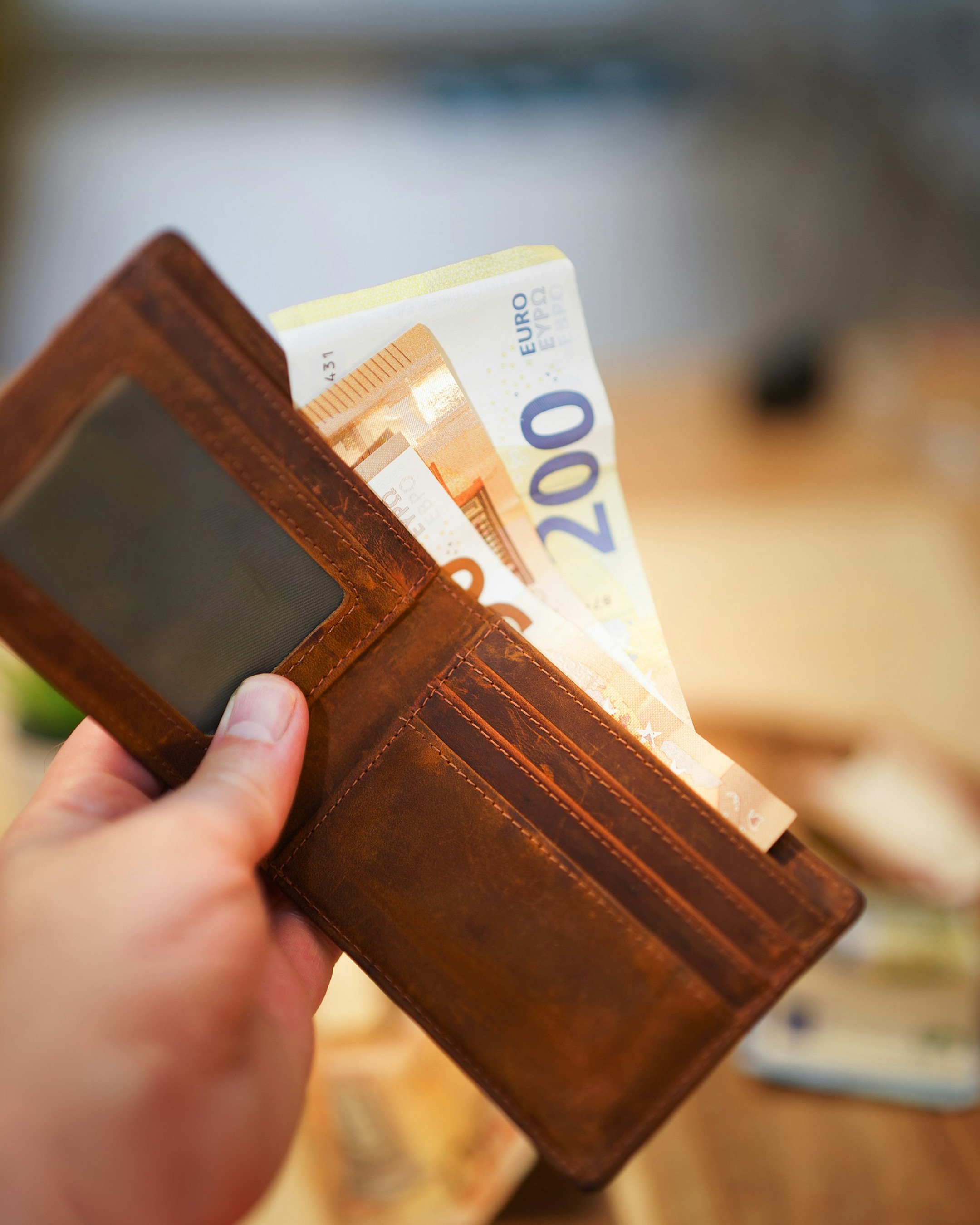 Portfel z banknotami euro ilustrujący koszty utrzymania strony internetowej