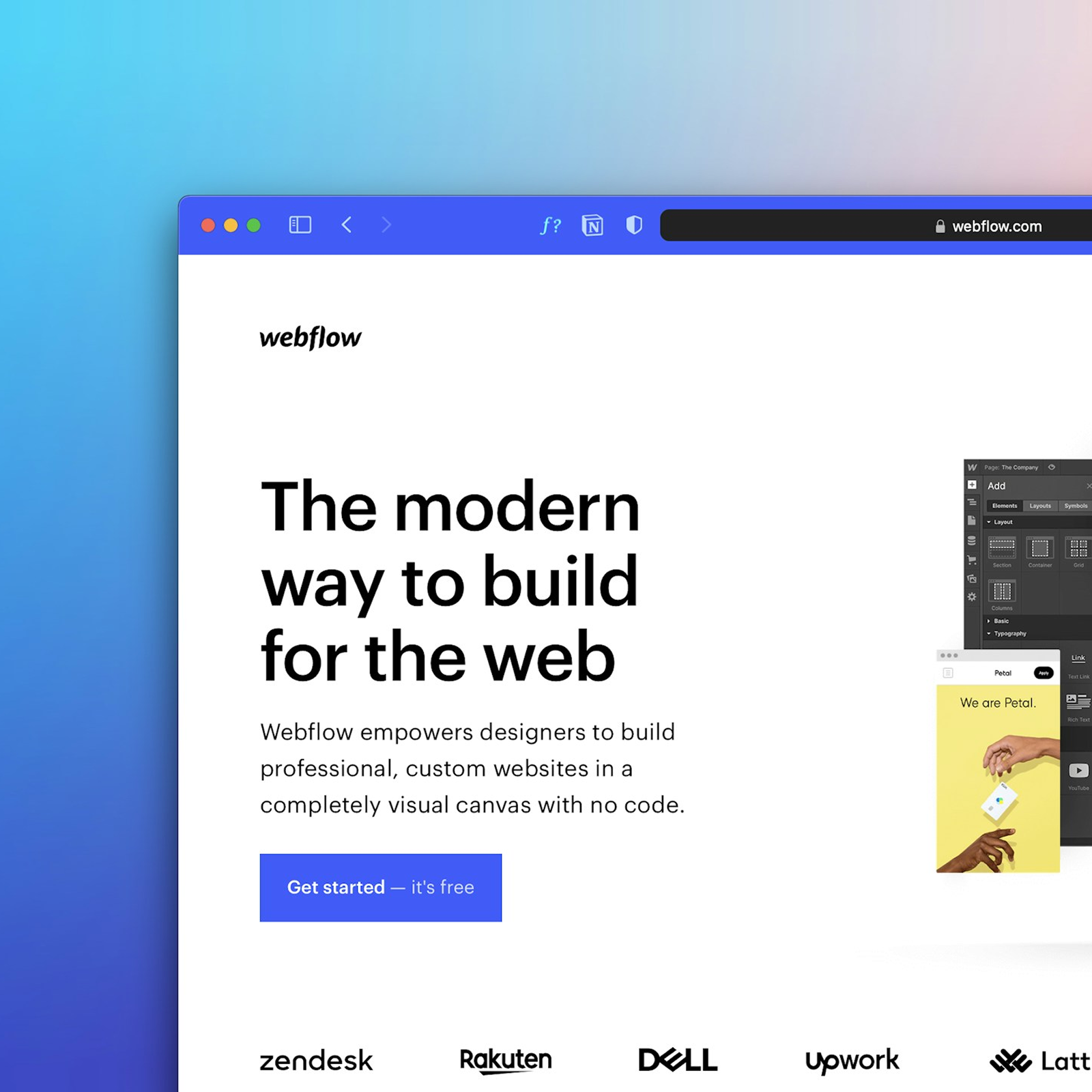 Interfejs Webflow do projektowania i wdrażania stron internetowych