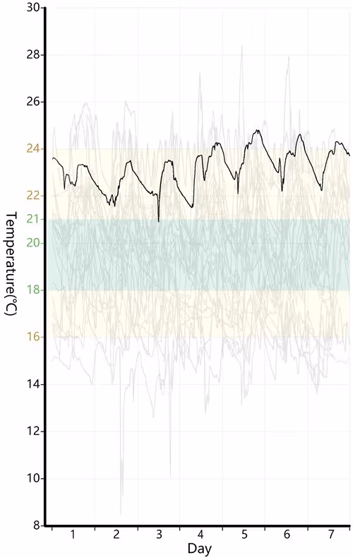 Line graph showing the temperature plot of Participant 19
