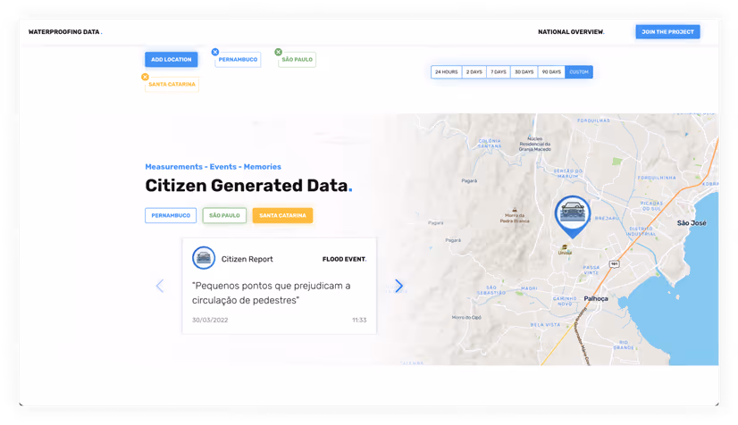 Screenshot showing Citizen Report from Waterproofing Data dashboard
