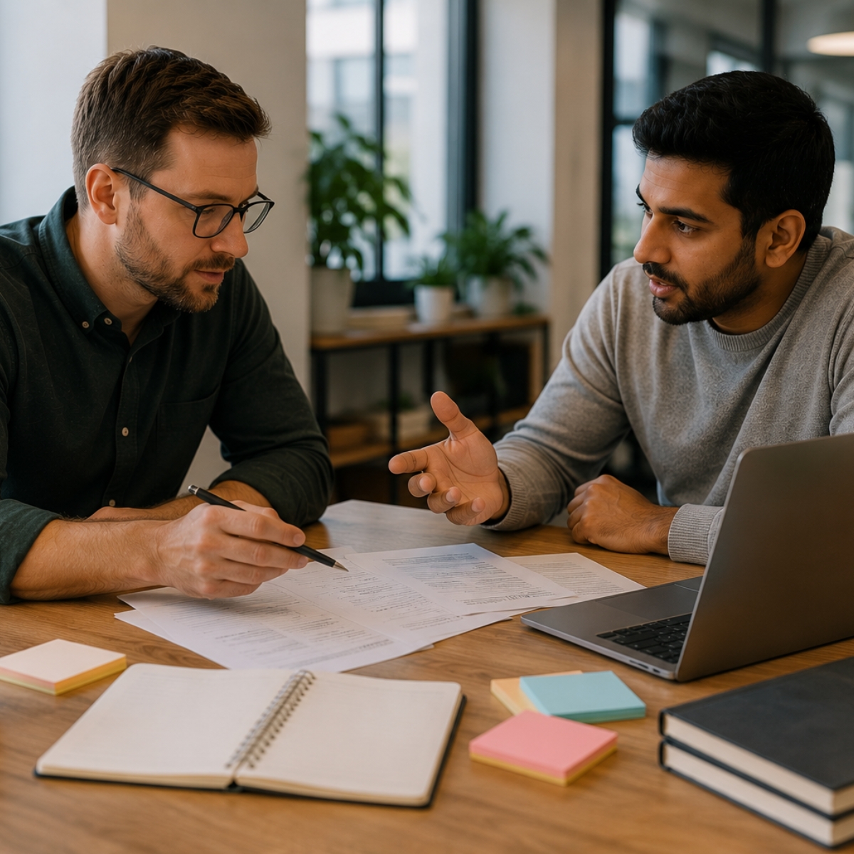 Focused discussion in modern office