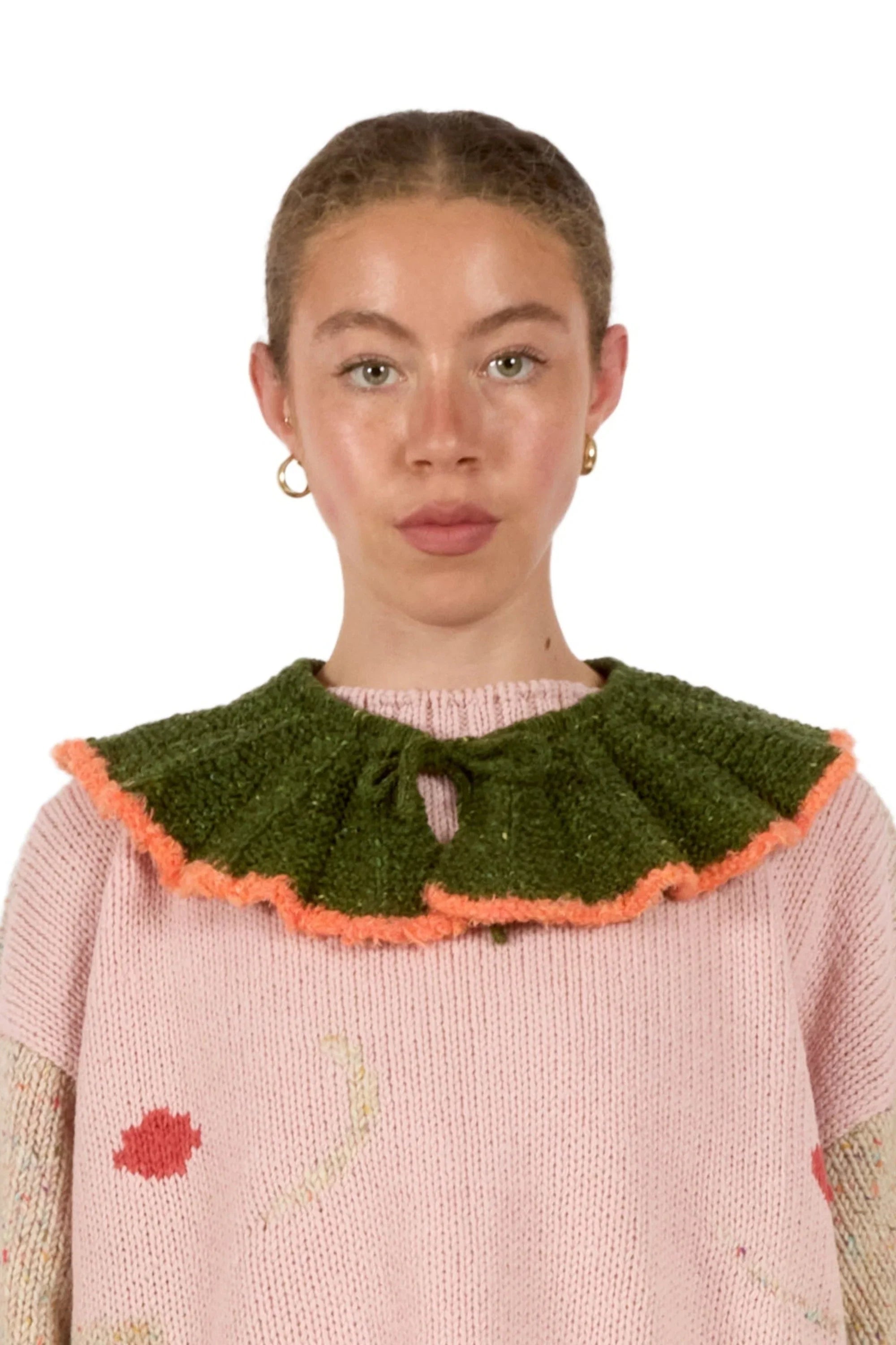 Green Plissé Collar