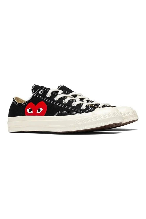 Black CDG Play x Converse Classic One Heart Low Sneakers