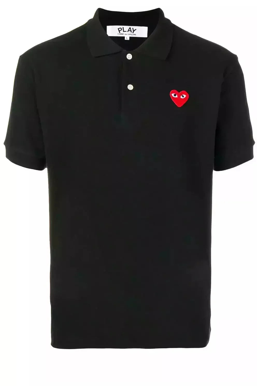 CDG PLAY Men's Red Heart Polo Tshirt in Black