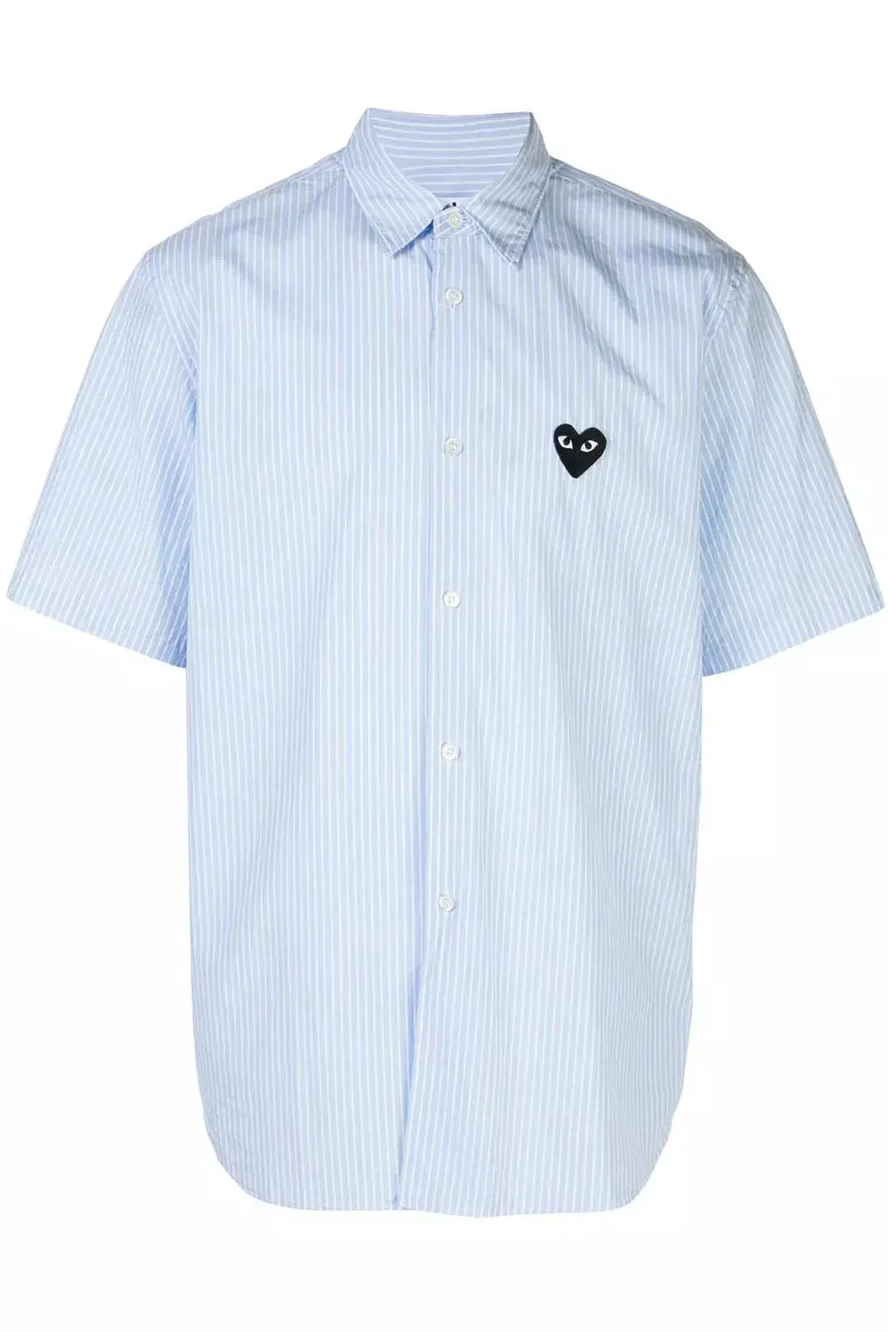 Play Men's Short Sleeved Striped Shirt with Black heart