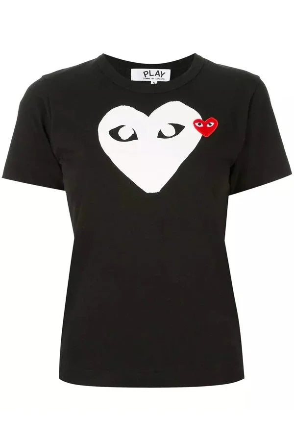 Women's Play T-Shirt with White and Red Heart