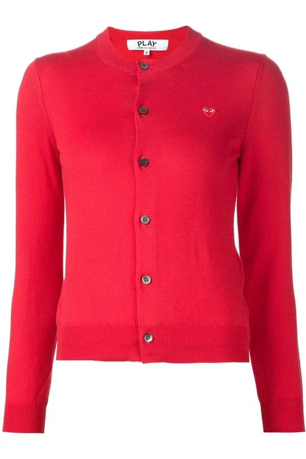 Women's Small Red Heart PLAY Cardigan
