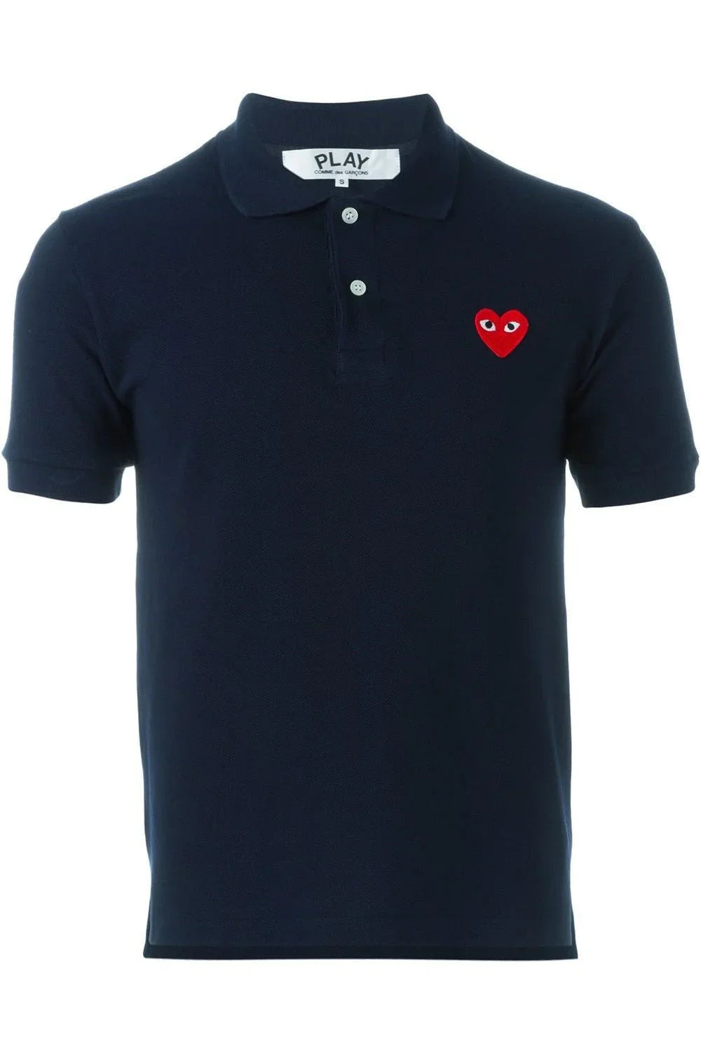 CDG PLAY Men's Red Heart Polo Tshirt in Navy
