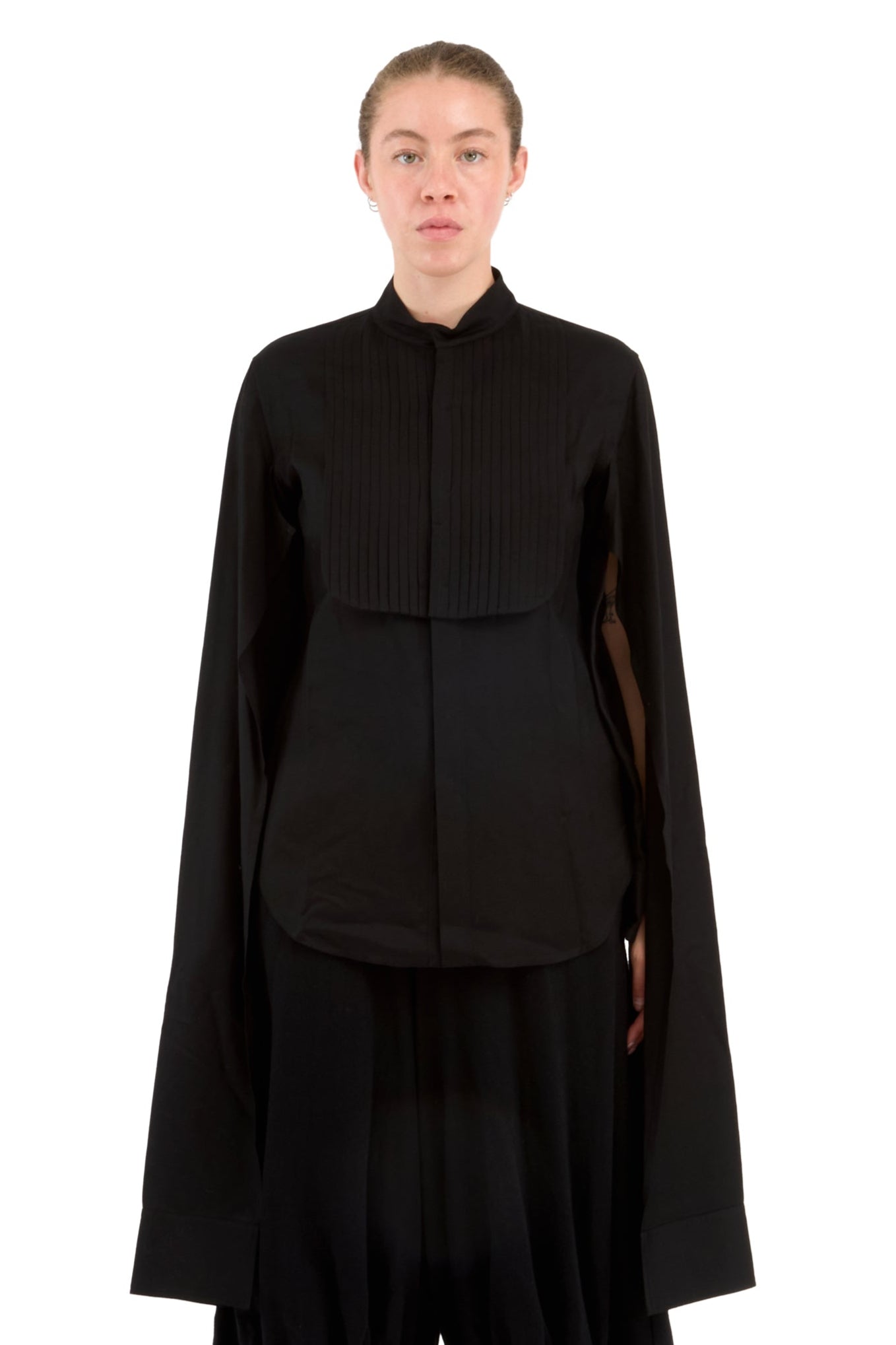 2 LAYERED SLV PINTUCK BLOUSE