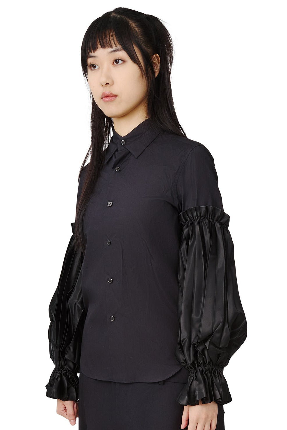 Black Balloon Sleeve Blouse