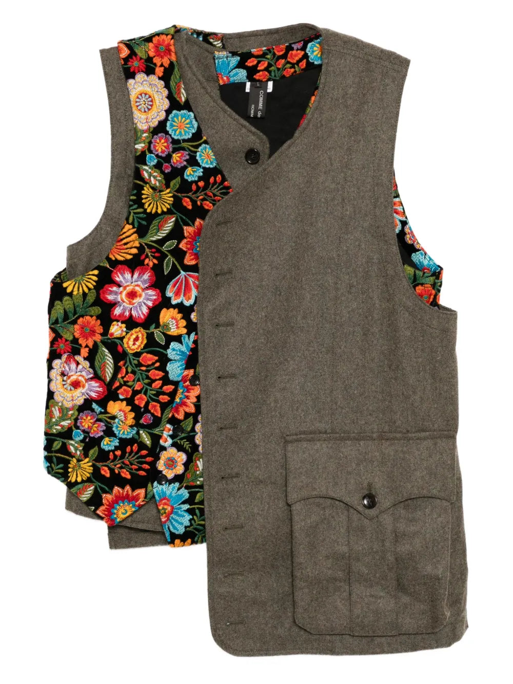 Floral Embroidered Layered Wool Vest