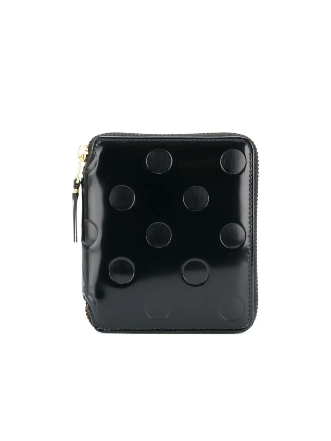 Polka Dot Embossed Zip-Around Wallet Black