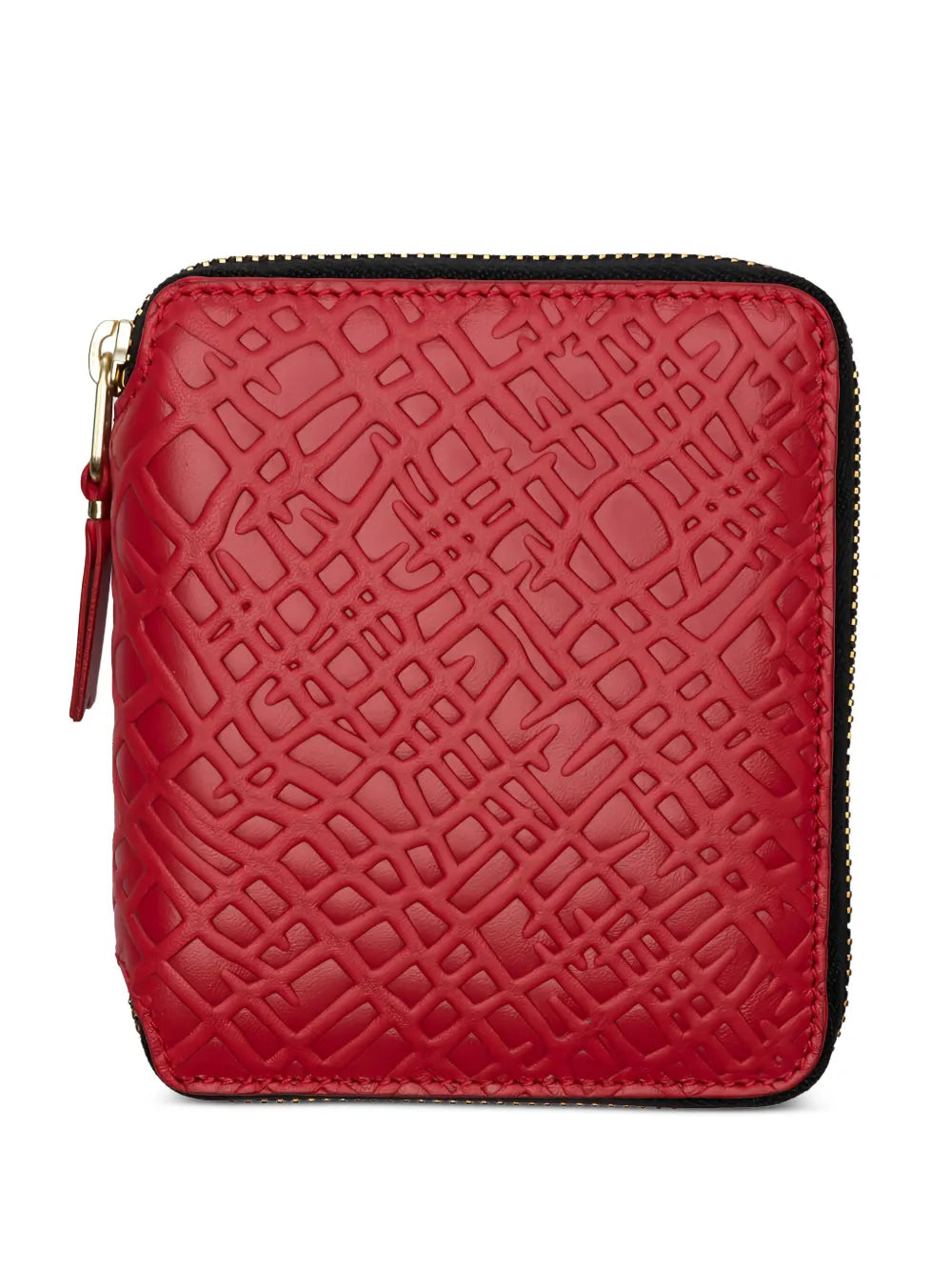 Embossed Roots Zip-Around Wallet Red