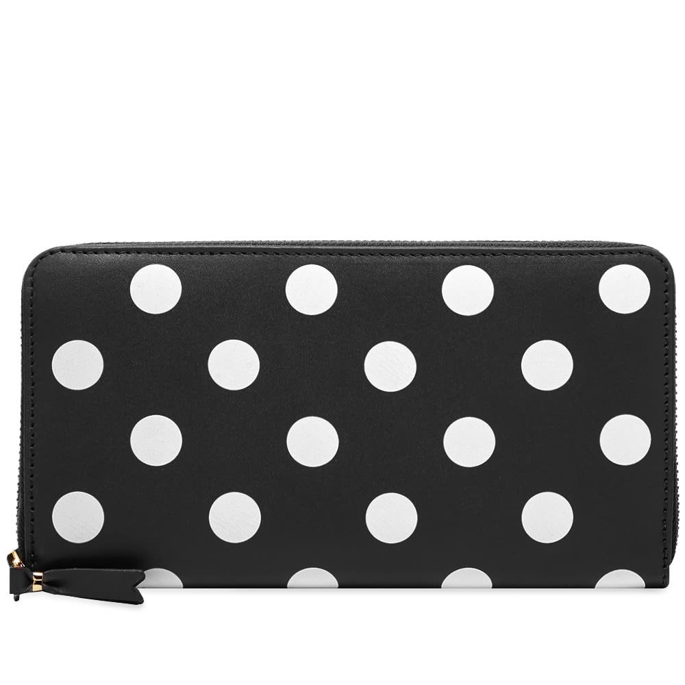 Polka Dot Long Zip-Around Wallet Black