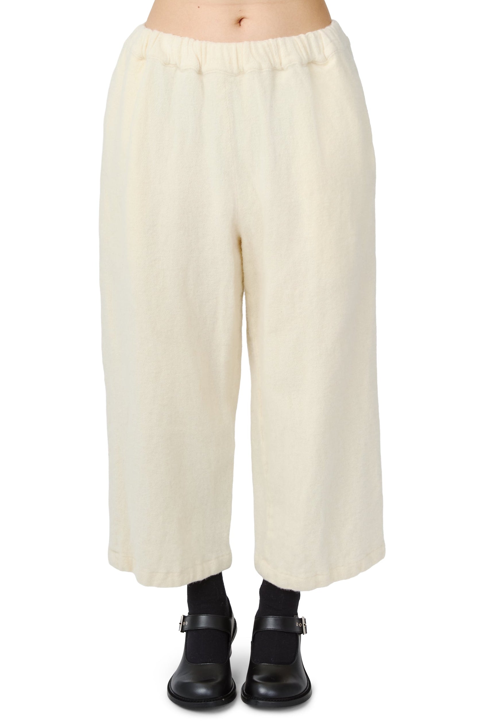 Ecru Straight Leg Wool Pants