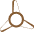 Brown abstract shape with three rounded points and circular cutouts on a transparent background.