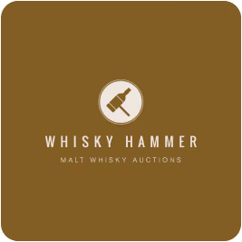 Whisky Hammer logo with a hammer icon inside a circle on a brown background and text 'Whisky Hammer Malt Whisky Auctions'.