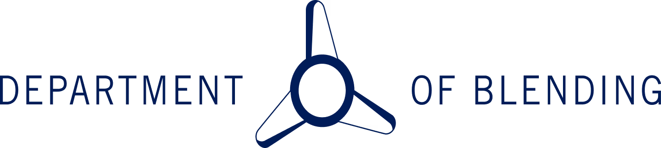 Logo with text 'Department of Blending' and a three-blade propeller icon in the center.