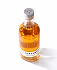 Bottle of orange-brown liquid with a round glass stopper on a white background.