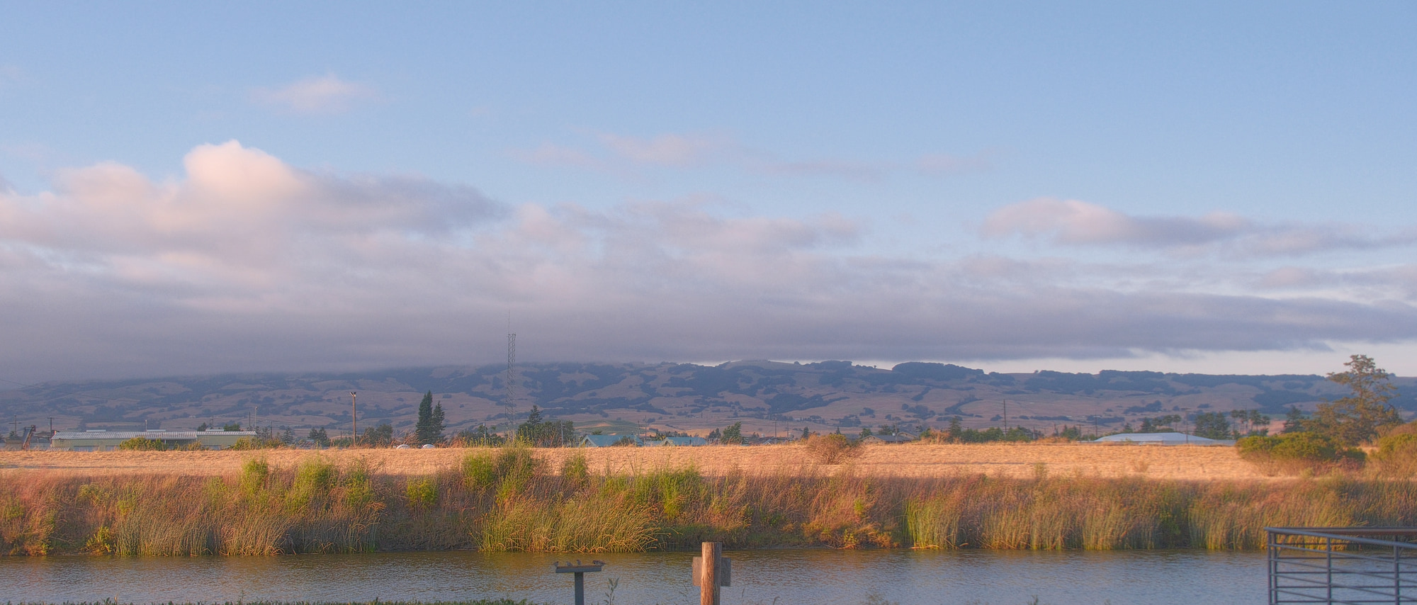 View from the Petaluma River looking out to the Sonoma Hills