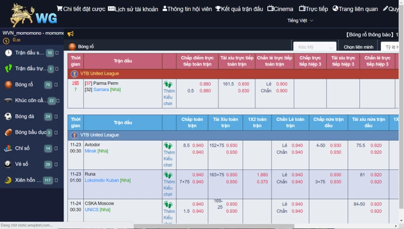 Cá cược thể thao rất thú vị trên link winbet99